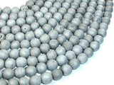 Druzy Agate Beads, Silver Gray Geode Beads, 8mm Round Beads-Agate: Round & Faceted-BeadBeyond