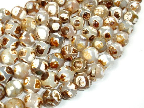 Tibetan Agate Beads, Faceted Round, 10mm-Agate: Round & Faceted-BeadBeyond