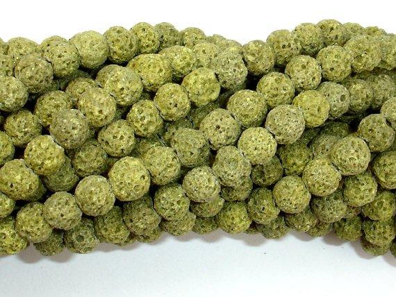 Peridot color Lava Beads, 6mm-Gems: Round & Faceted-BeadBeyond