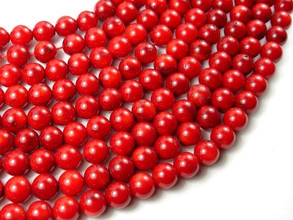 Red Bamboo Coral Beads, 7.8mm Round Beads-Gems: Round & Faceted-BeadBeyond