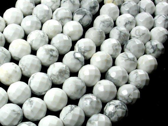 White Howlite, 10 mm Faceted Round Beads-Gems: Round & Faceted-BeadBeyond