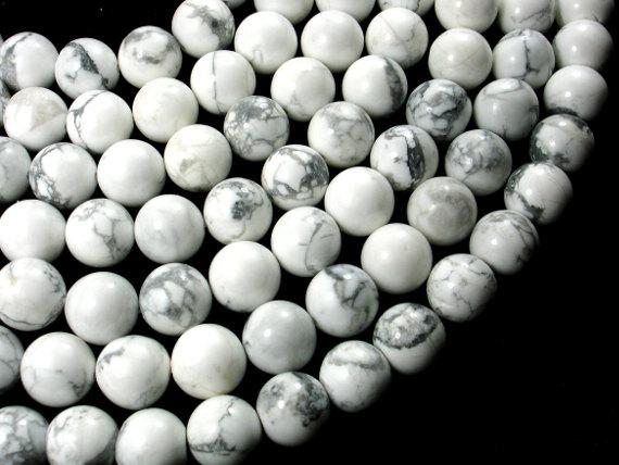 White Howlite, Round beads, 12mm-Gems: Round & Faceted-BeadBeyond