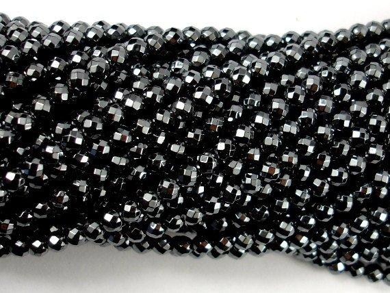 Hematite, 4mm Faceted Round Beads-Gems: Round & Faceted-BeadBeyond