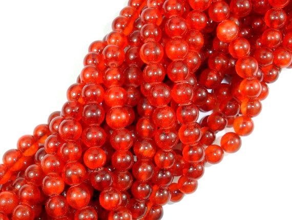 Dyed Jade, Orange Red, 6mm Round Beads-Gems: Round & Faceted-BeadBeyond