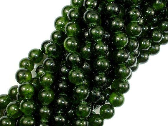 Dyed Jade- Dark Olive Green, 8mm Round Beads-Gems: Round & Faceted-BeadBeyond