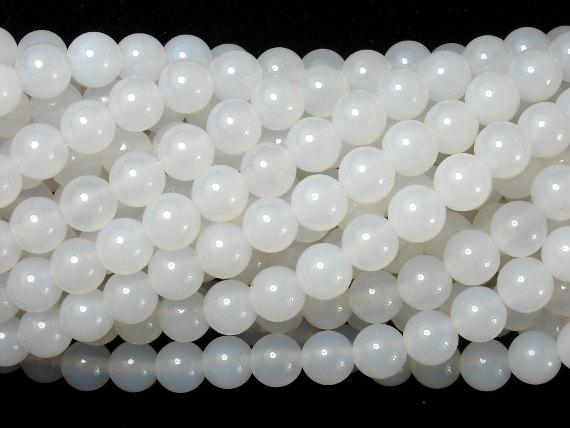 White Agate, 6mm (6.3 mm) Round Beads-Agate: Round & Faceted-BeadBeyond