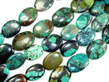 Genuine Turquoise, Oval Beads, 8 Inch Strand-Gems: Round & Faceted-BeadBeyond