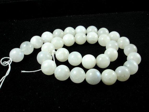 White Moonstone Beads, 12mm Round Beads-Gems: Round & Faceted-BeadBeyond