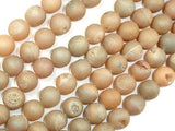 Druzy Agate Beads, Light Champagne Geode Beads, 10mm Round Beads-Agate: Round & Faceted-BeadBeyond