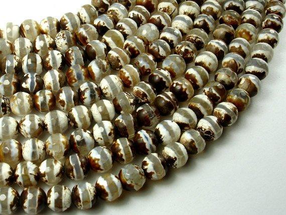 Tibetan Agate Beads, 8mm Faceted Round Beads, 12.5 Inch-Agate: Round & Faceted-BeadBeyond