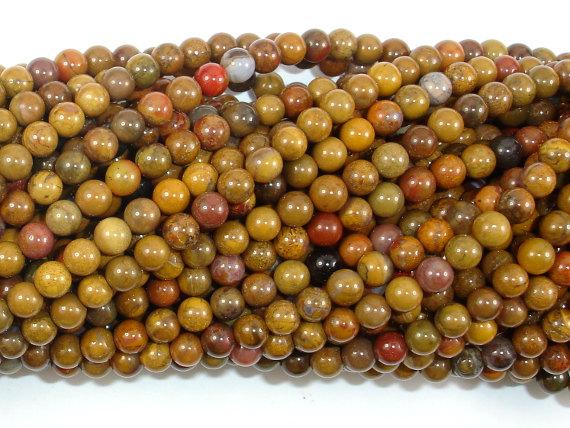 Rainbow Petrified Wood Jasper, 4mm Round Beads-Gems: Round & Faceted-BeadBeyond