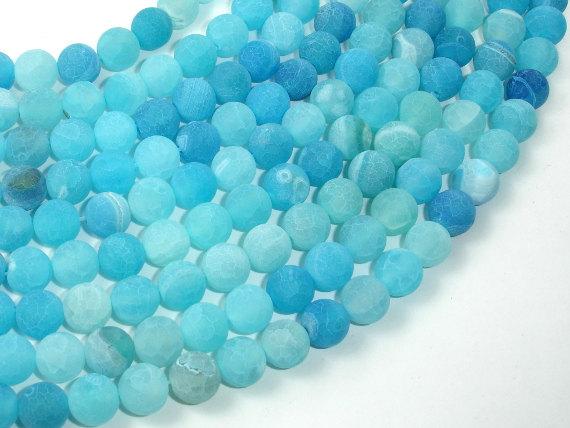 Frosted Matte Agate - Sea Blue, 8mm Round Beads-Gems: Round & Faceted-BeadBeyond