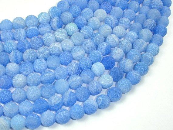 Frosted Matte Agate - Blue, 8mm Round Beads-Agate: Round & Faceted-BeadBeyond
