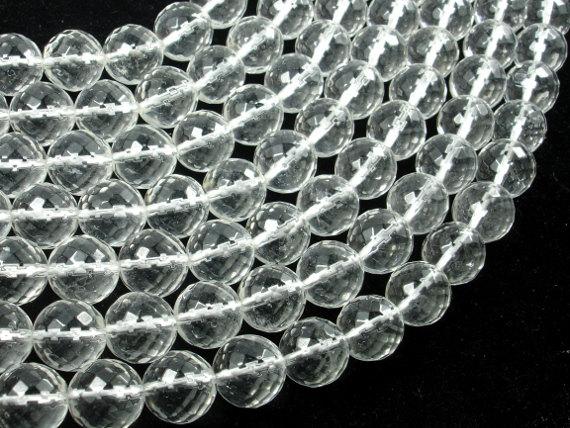Clear Quartz Beads, 12mm Faceted Round Beads-Gems: Round & Faceted-BeadBeyond